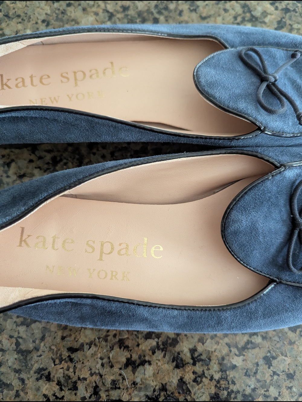 kate spade navy suede bow loafers - Picture 2 of 3
